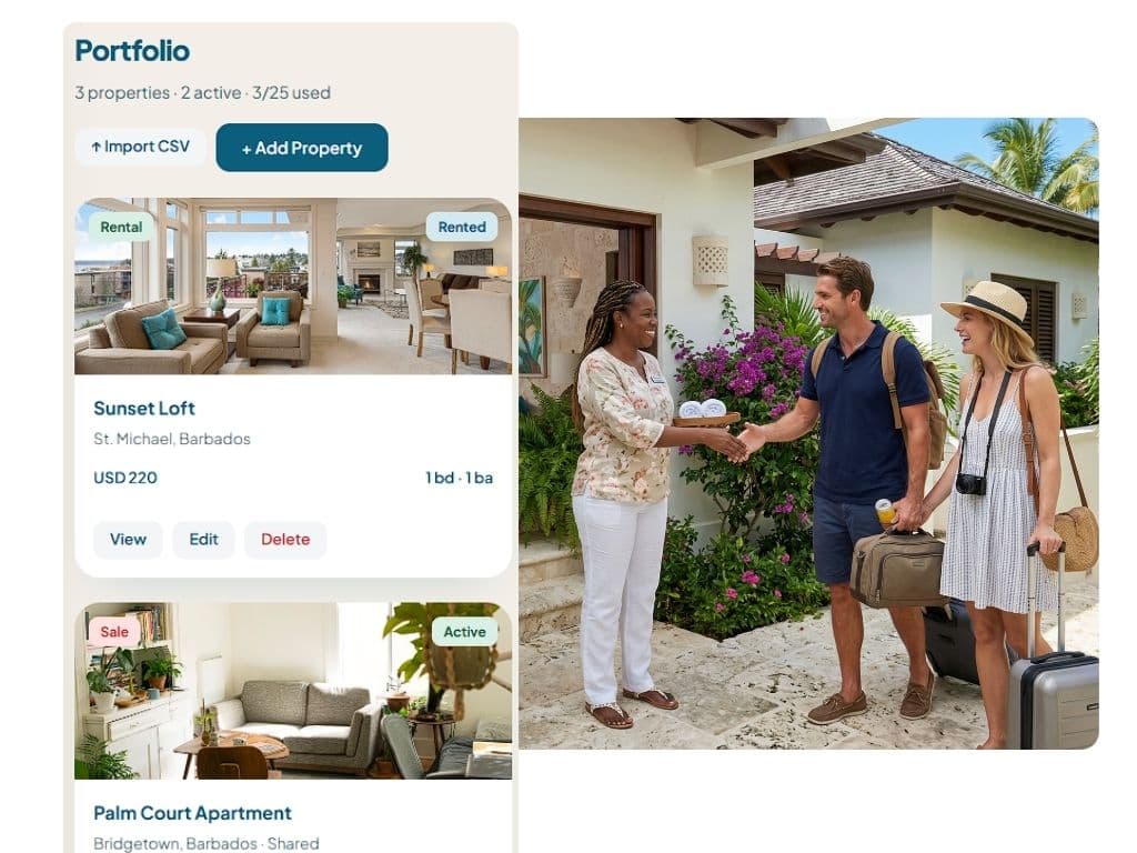 Guests arriving and being greeted at a property