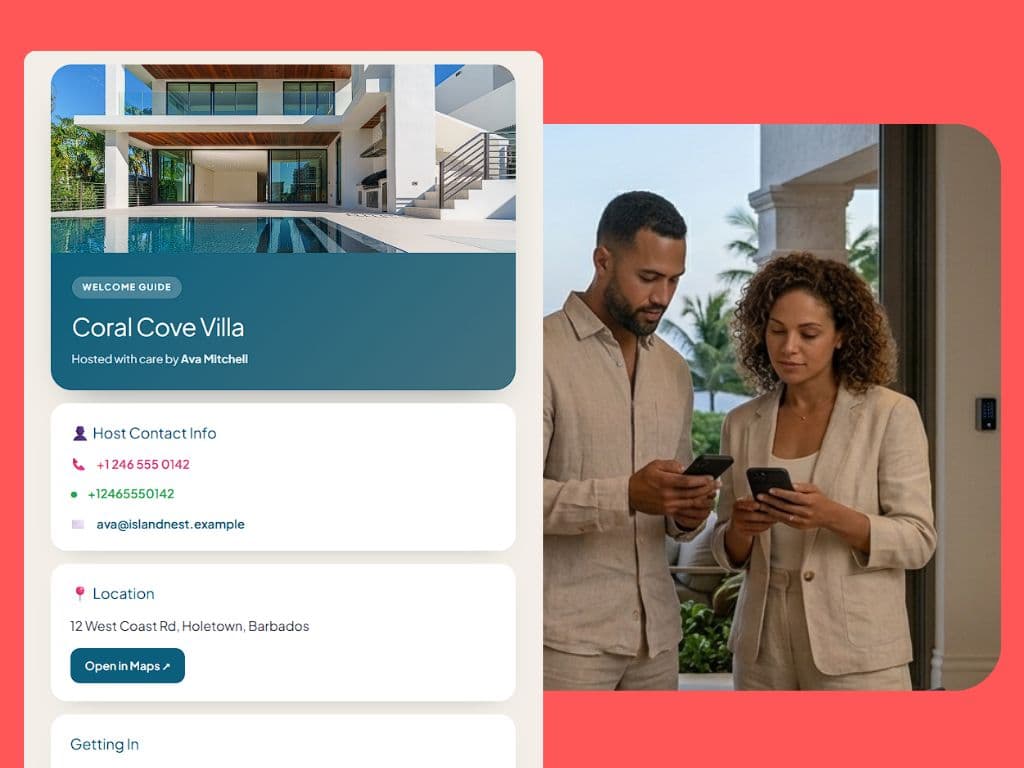 A guest using the property's digital welcome book on arrival