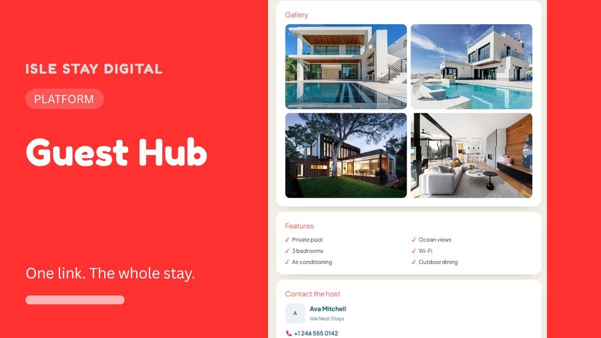 The guest hub with gallery, features and host contact on one link