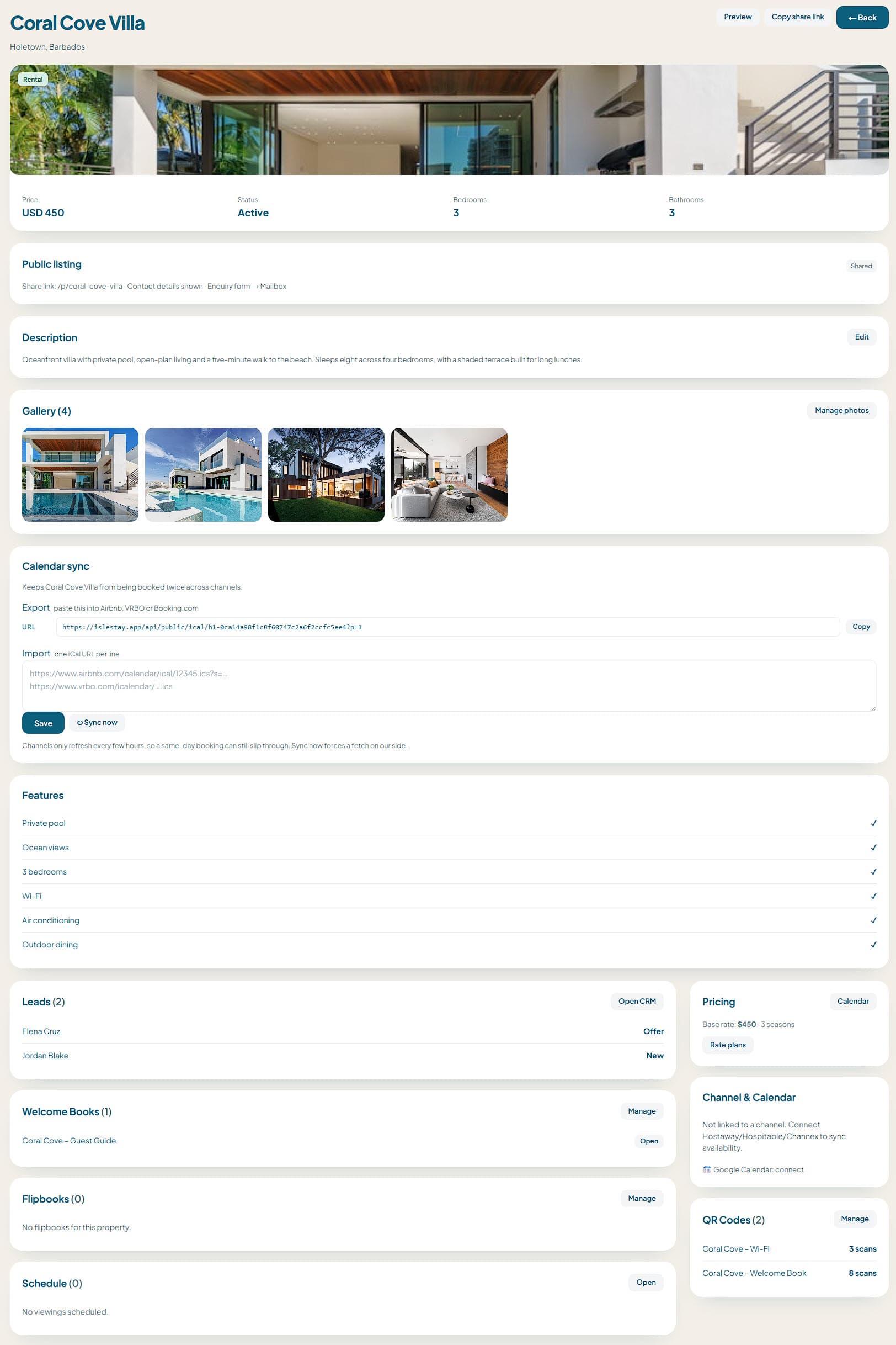 A property record in the Isle Stay workspace